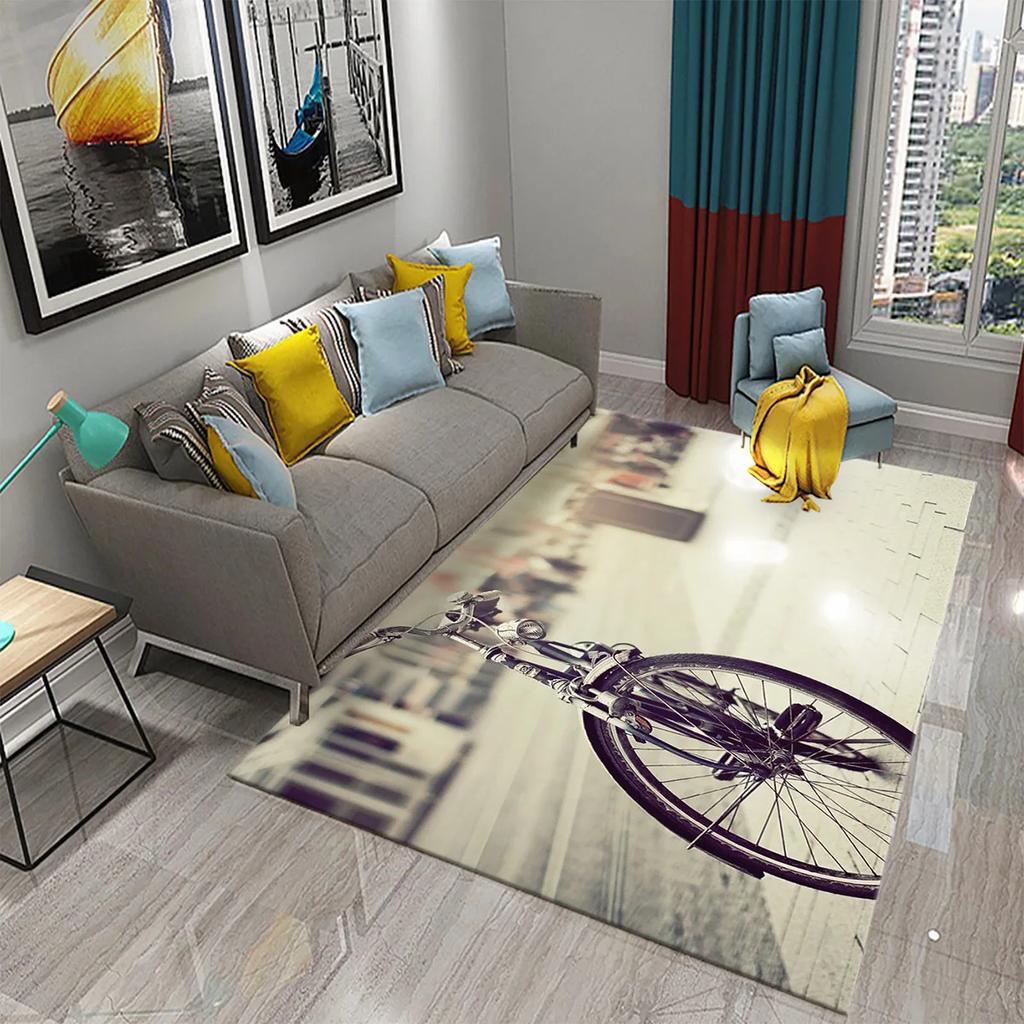 Dywan 3D w stylu vintage z rowerem Mata domowa do łazienki kuchni Dywan antypoślizgowy Mata dekoracyjna do salonu sypialni przedpokoju dla dzieci prezenty