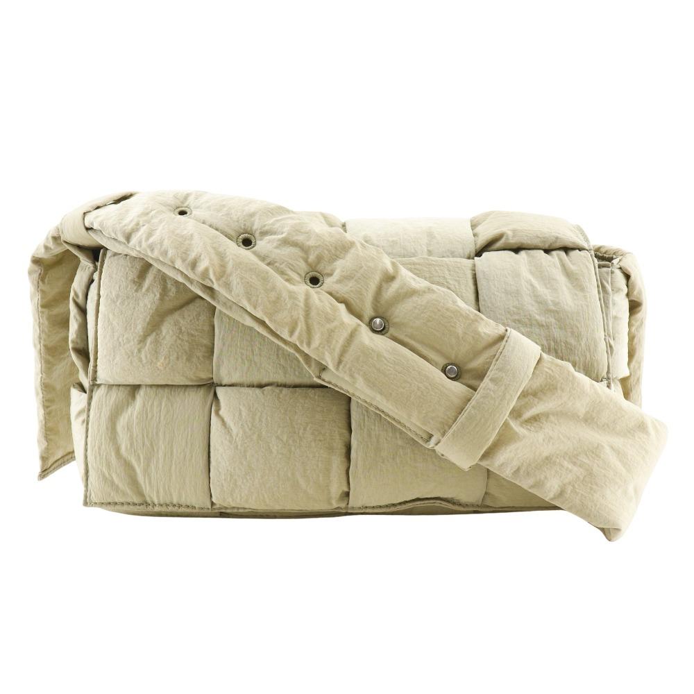 BOTTEGAVENETA Padded Tech Cassette Shoulder Bag Maxi Intrecciato Khaki Nylon Unisex Used