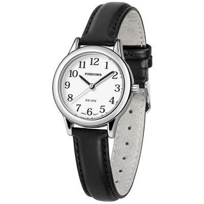Ladies Analog Wristwatch Small Dial Leather Band Daily Waterproof