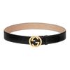 Interlocking G New Interlocking G-shaped Buckle Leather Belt Men's Black Width 3.8cm 863302 AAGD4 1000