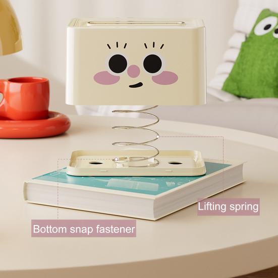 Smile Face Tissue Box Cute Tissue Holder with Spring Mechanism Rectangular Tissue Case Tissue Box Cover Napkin Dispenser for Bedroom Bathroom Car