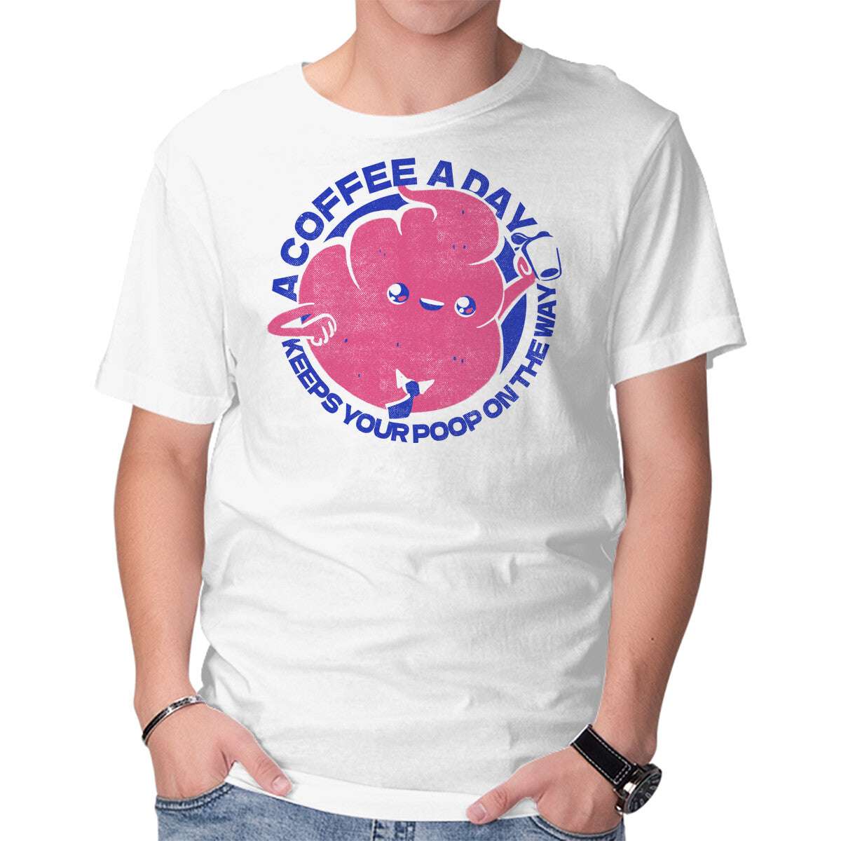 Unisex Crew Neck T-Shirt A Coffee A Day Graphic Short Sleeve Casual Tee XS