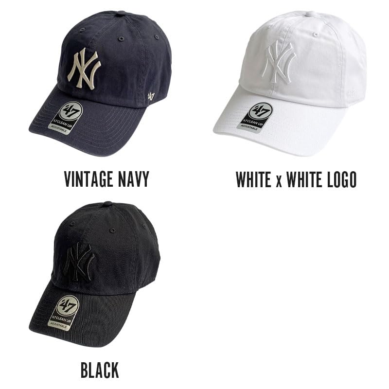 Forty Seven Yankees Cleanup Baseball Cap for Men and Women with White (White Logo)