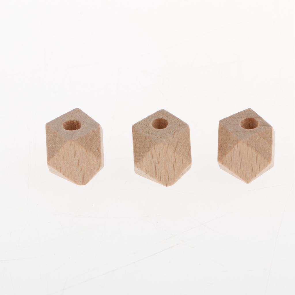 40Pcs Faceted Wood Bead Unpainted Loose Spacer Beads Charms Jewelry Making 12MM