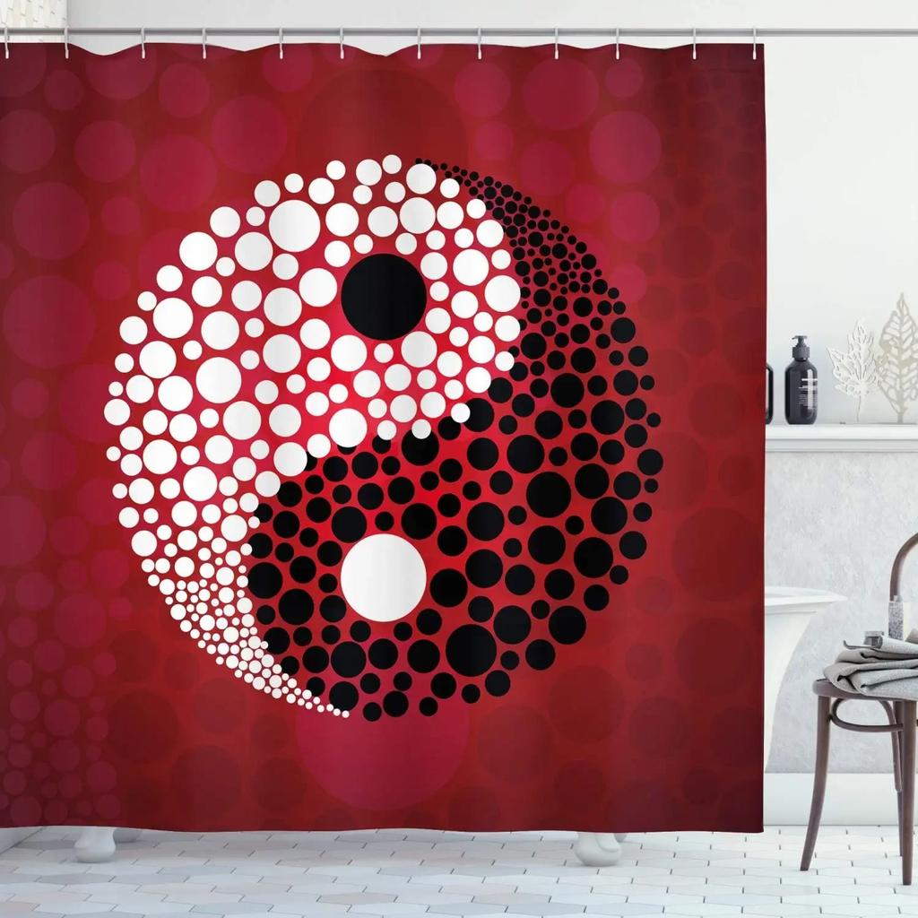 Yin Yang Shower Curtain For Bathroom Boho Trippy Gossip Pattern Psychedelic Art Waterproof Bathroom Shower Curtain Set With Hook