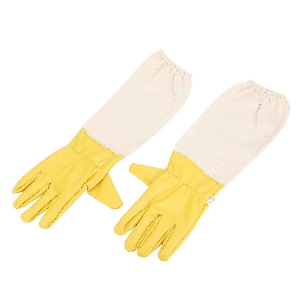 Pair Anti Bee Anti-Sting Bee Gloves Elastic Cuff Long Sleeves Protective Tool for Beekeeper(XXL )