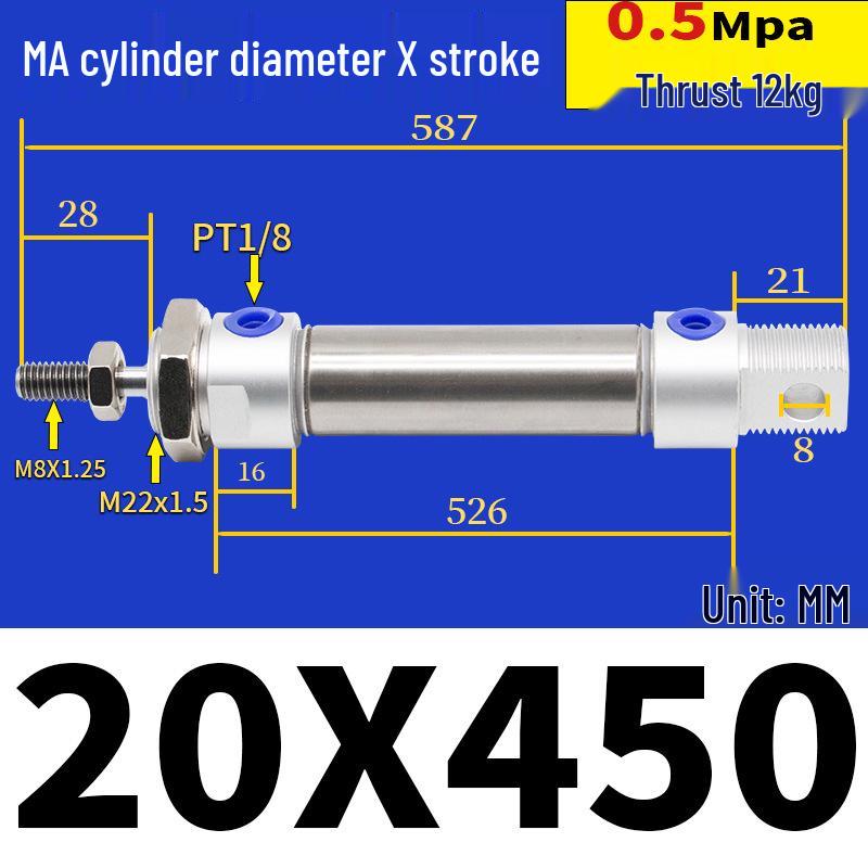 Corrosion Resistant Stainless Steel Pneumatic Cylinder 16-40mm/50-150mm