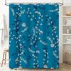 Modern Floral Print Shower Curtain Fabric Waterproof Bathroom Decor Dark Blue White Color 3D Printing Flowers Printed Customized