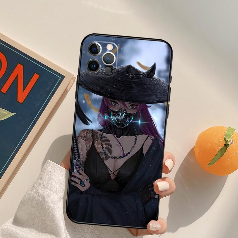 Apple Iphone14Promax Mobile Phone Case Anime Girl Samurai Mobile Phone Case Hair Painting Anti-Drop Huawei Three