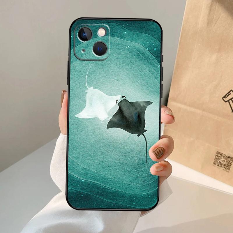 Animal Manta Ray Phone Case For iPhone 17 Air 16 14 13 12 11 15 Pro Max 13 12 Mini 15 16 Plus 16e Cover Coque