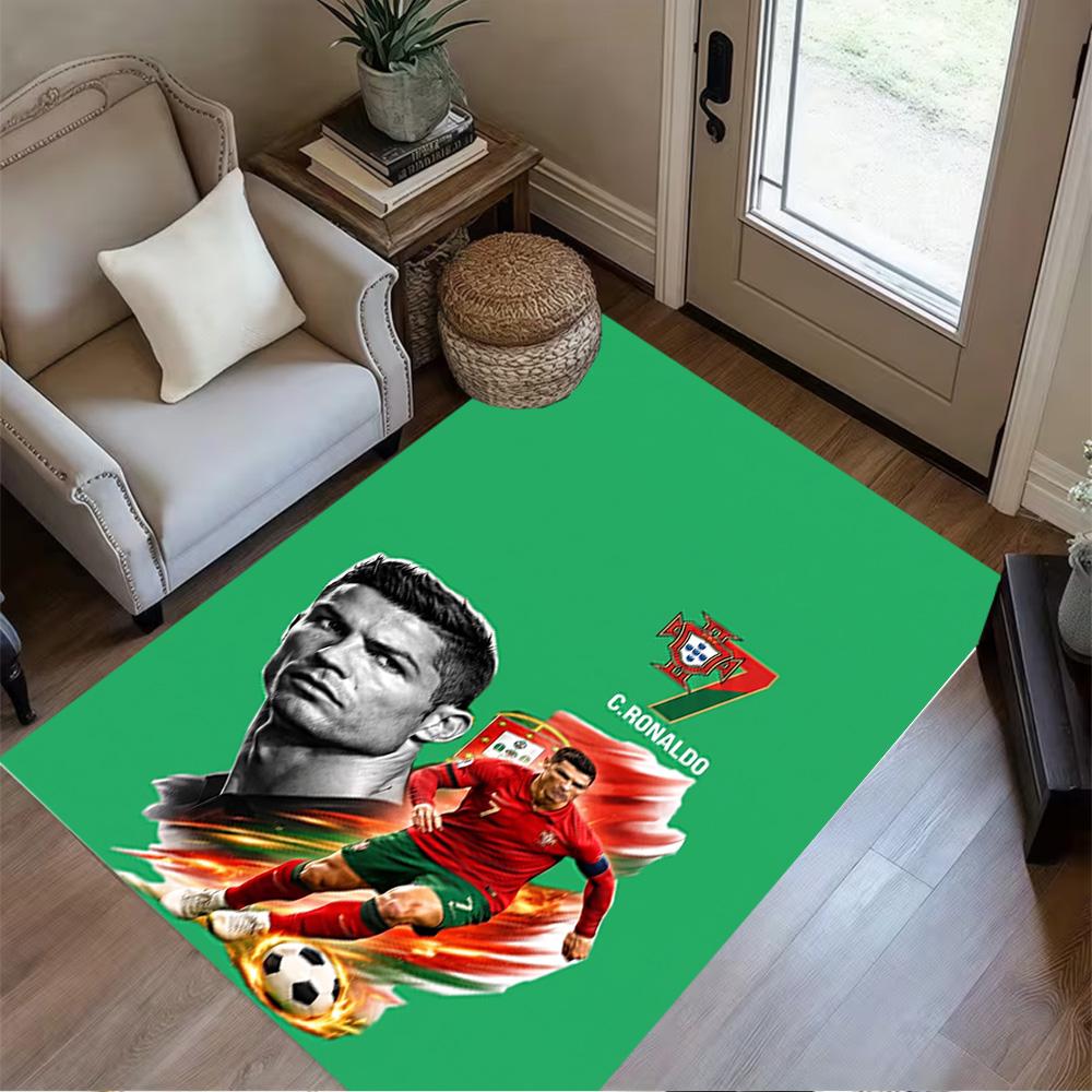 Portugal's Cristiano Ronaldo Area Rug Perfect for Playrooms Foyer Outdoor Decorate Room Antislip Carpet Office Home Decor Best for Christmas