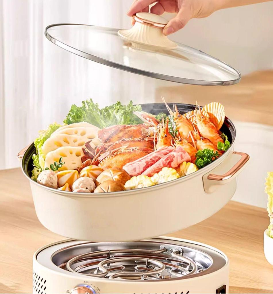 Multifunktionaler Elektro-Hot Pot und Grill mit großer Kapazität zum Shabu-Shabu-Kochen