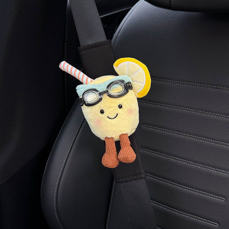 

Cute Car Seatbelt Shoulder Pad Lemonade Car Seatbelt Decoration New Car Gift Universal for All Seasons Female Cartoon Flying Mirror Lemonade - Black Shoulder Pads