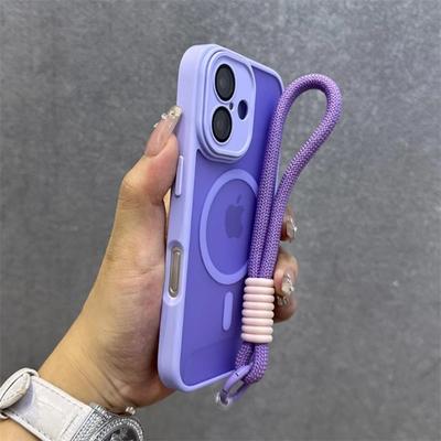 Для Magsafe Прозора Контрастна Чохол-Ремінець Для iPhone 17 Pro 16 15 Pro Max 14 11 12 13 Ремінець на Руку/Зап'ястя Матовий Прозорий Чохол
