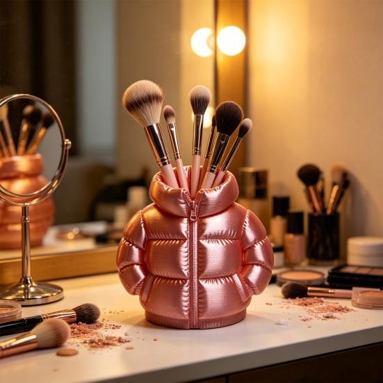 Yousheng Down Jacket Pen Holder, 3D Printed Funny Puffer Jacket Pencil Cup, Small Desk Organizer Storage Box for Home Office Desktop Decor