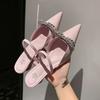Fashion Women Patent Pink Slippers Spring Summer Flats Shoes New Pointed Toe Dress Shoes Designer Elegant Shallow Party Zapatillas Mujer