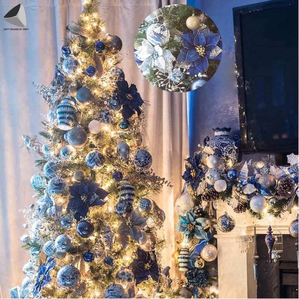 24 τμχ Glitter τεχνητά χριστουγεννιάτικα λουλούδια γάμου Χριστουγεννιάτικα στεφάνια στολίδι Χριστουγεννιάτικα διακοσμητικά εσωτερικού χώρου για Χριστουγεννιάτικο σπίτι Γάμος