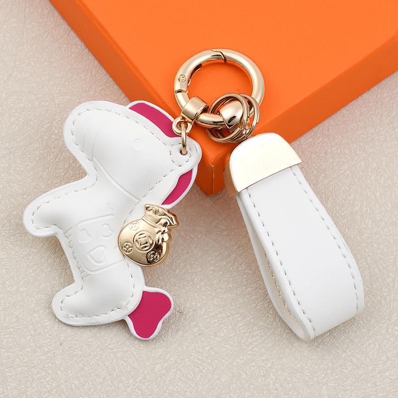 Instant Wealth Leather Keychain: Cartoon Pony Bag Charm & Couple Car Pendant - New Year Gift