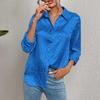 QICED Women's Spring Summer Lapel Open Button Leopard Print Jacquard Shirt Temperament Commuter Long Sleeve Shirt