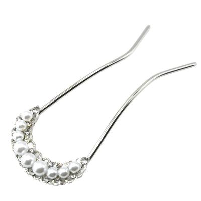 Hair Ornament for and Japanese Pearl Hair Simple Silver [Miaomyao] U-Shaped Hairpin, Kimono, Yukata, Clothing, Accessory,