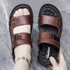 Fashion Men Summer Sandals Cozy Hollow Non-slip Soft Cool Lighted Breathable All-match Classic Wearable Fashion Casual Leather Sandals