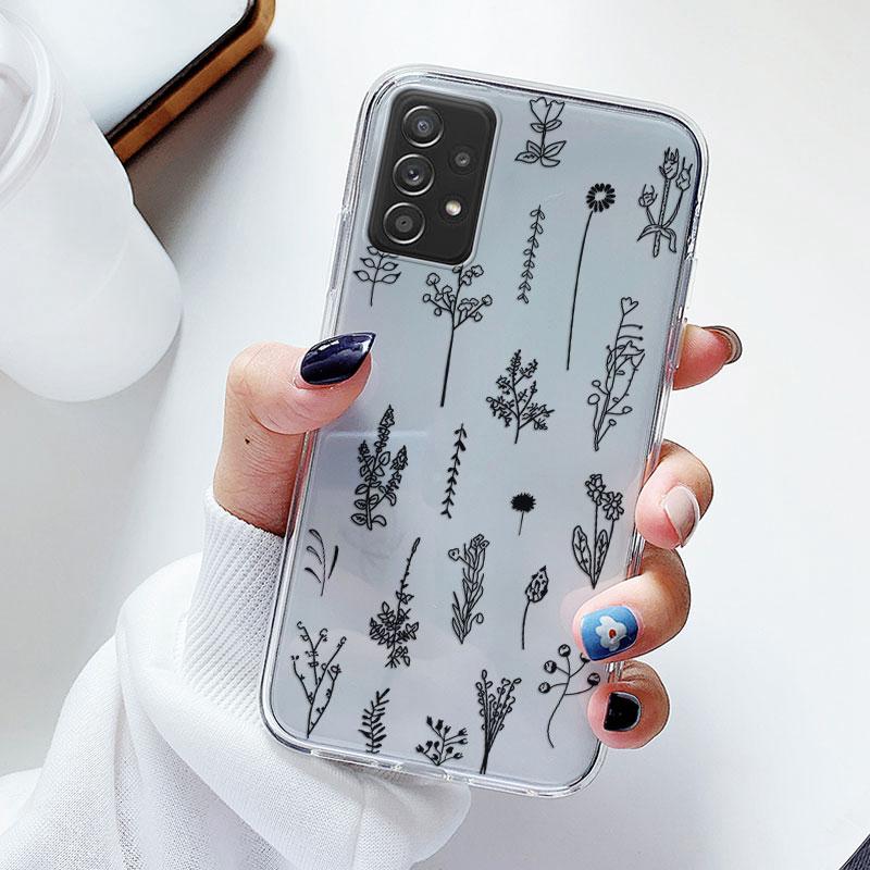 Phone Case For Samsung A52s A52 Floral Silicon Cover For Samsung Galaxy A52 Fundas Coque Transparent Soft Capas Flower TPU