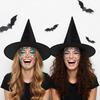 12Pcs Halloween Decoration Witch Hat Cap Costume Accessory Halloween Party Horror Props Oxford Hat Pure Black Pointed Hat Magic Hat