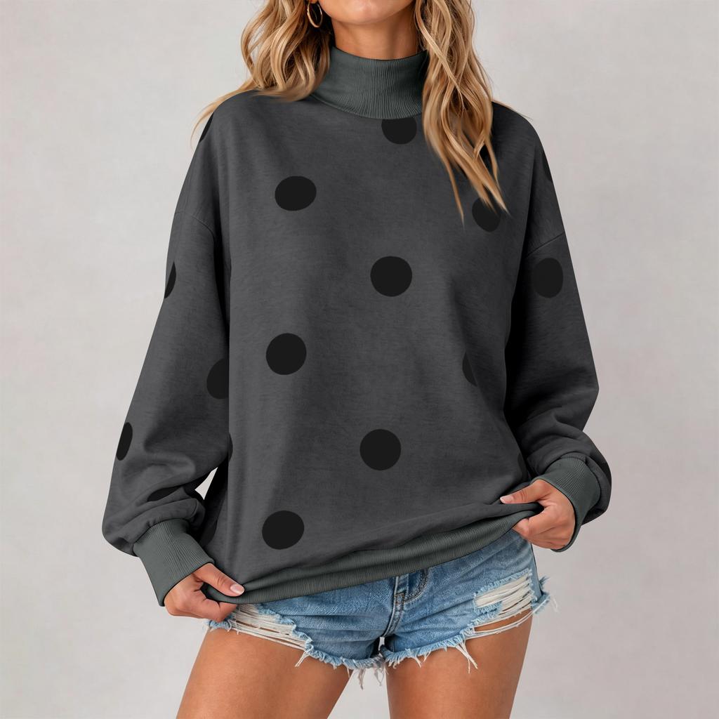Dames Casual Lange Mouwen Stippenprint Nek Sweatshirt