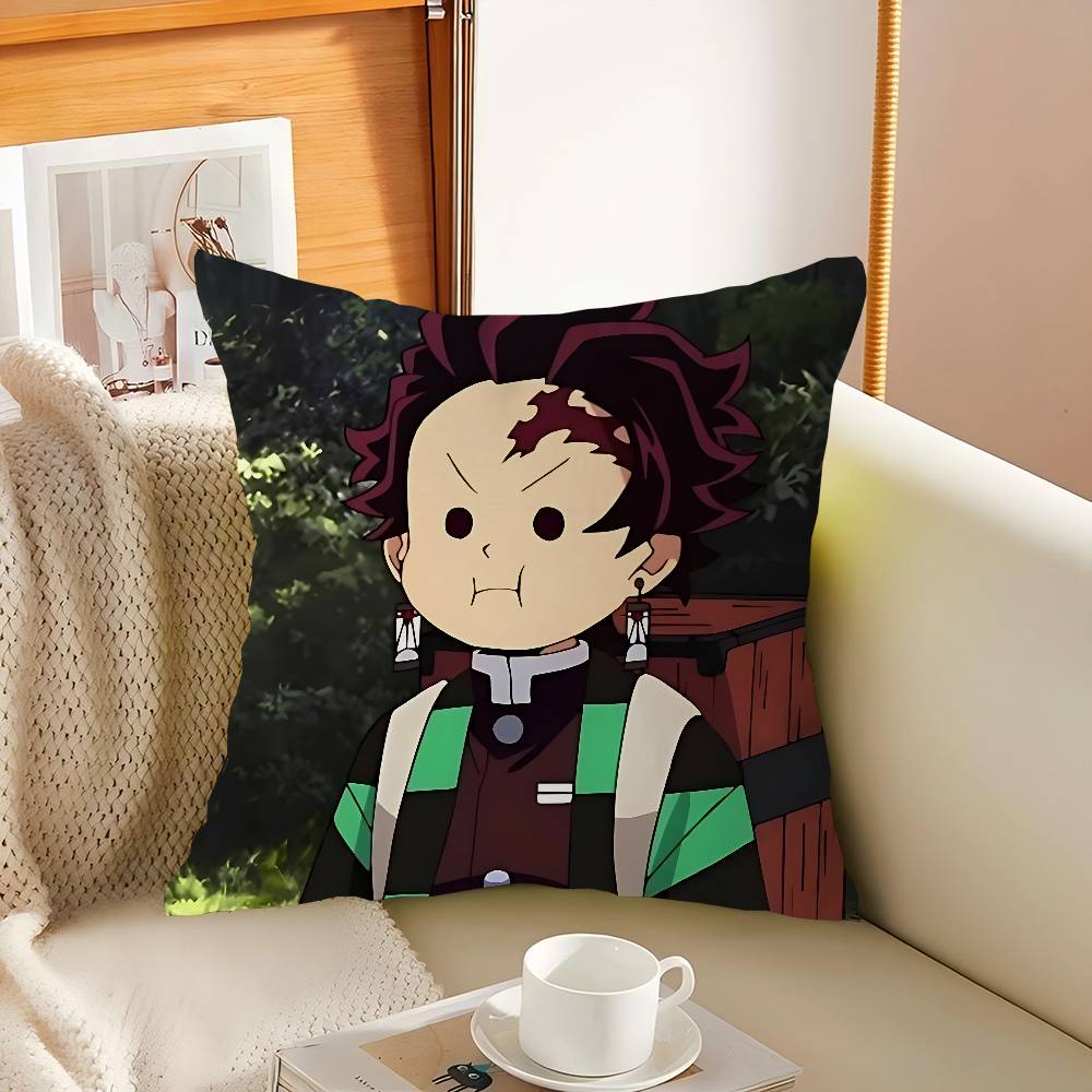 K-Kamado T-Tanjiro Cushion Cover Car Throw Pillow Case For Sofa Car Christmas Gift 40x40cm 45x45cm