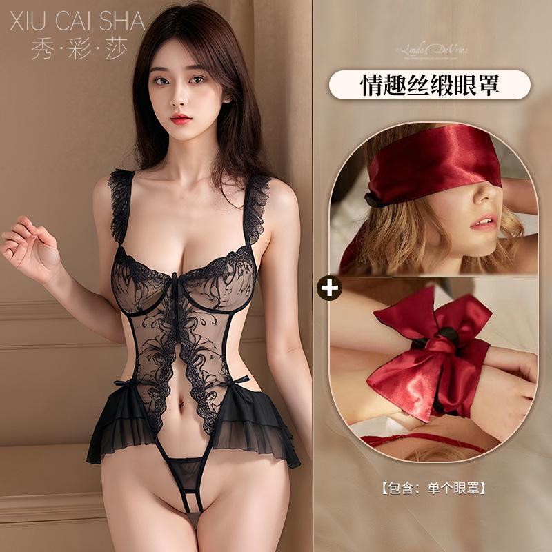 Sexy Lingerie Sexy Embroidery Lace Pajamas Free Open Jumpsuit Hot Temptation Uniform Pure Sex Products