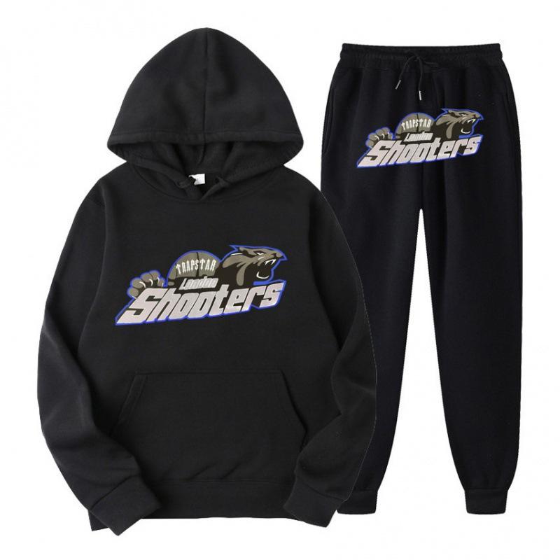 New Men's and Women's Casual Sports Suit, Red and Black Tiger Head Sweater and Sweatpants Suit.