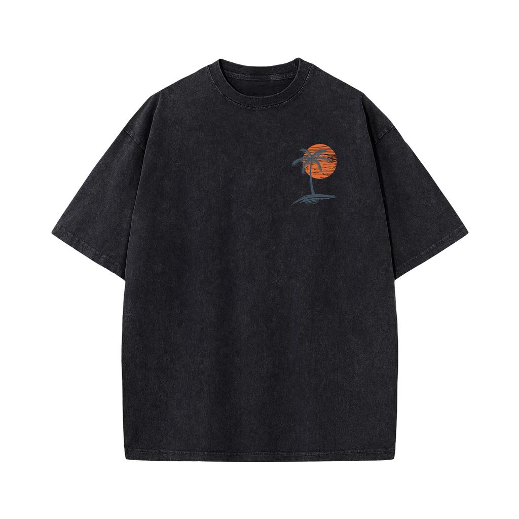 Men's Printed Round Neck T-Shirt Casual Sports Short-Sleeve Top