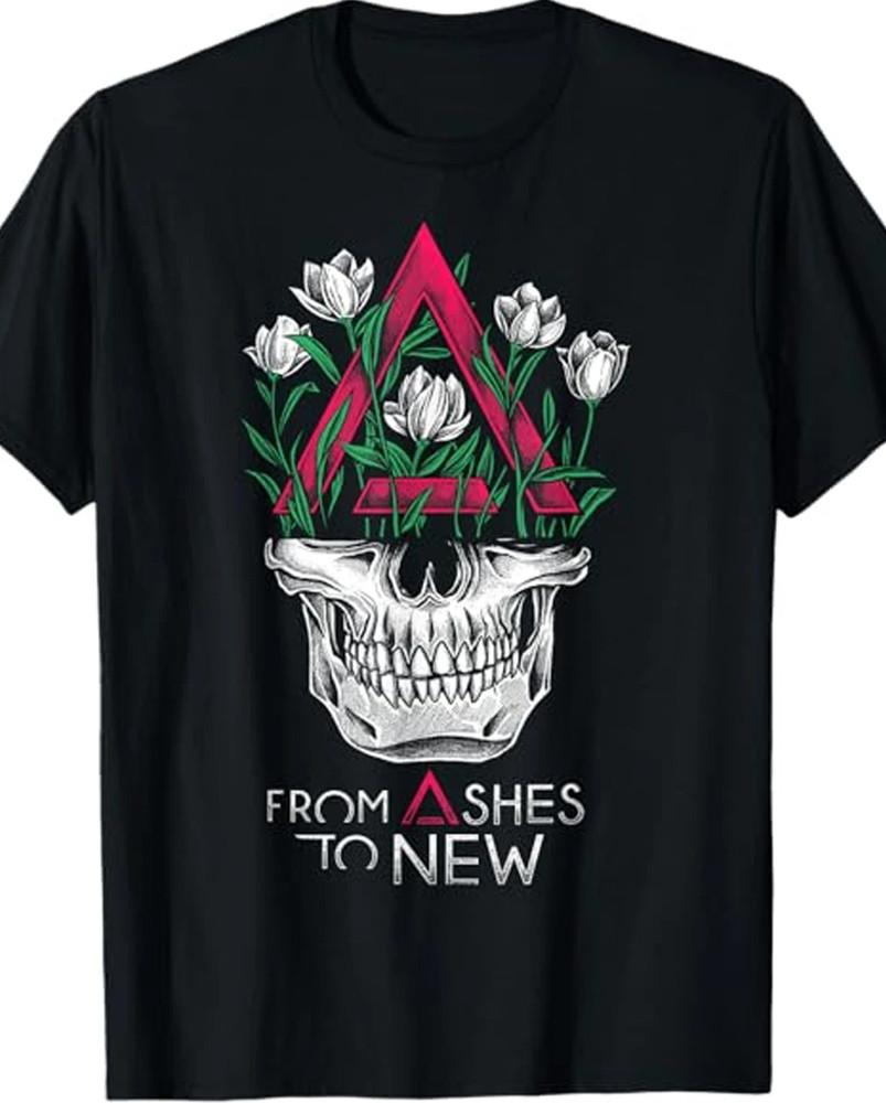 HOT NEW From Ashes to New band Skull Flower T Shirt Size S-5XL Unisex T-Shirt L