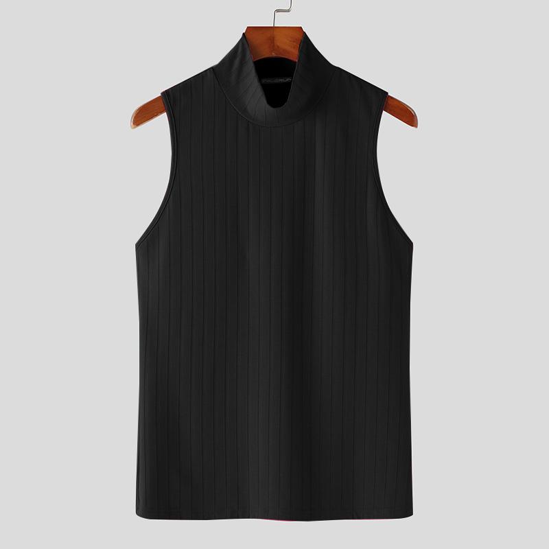 INCERUN Pánská letní mockneck jednobarevná vesta do tělocvičny fitness tílka bez rukávů