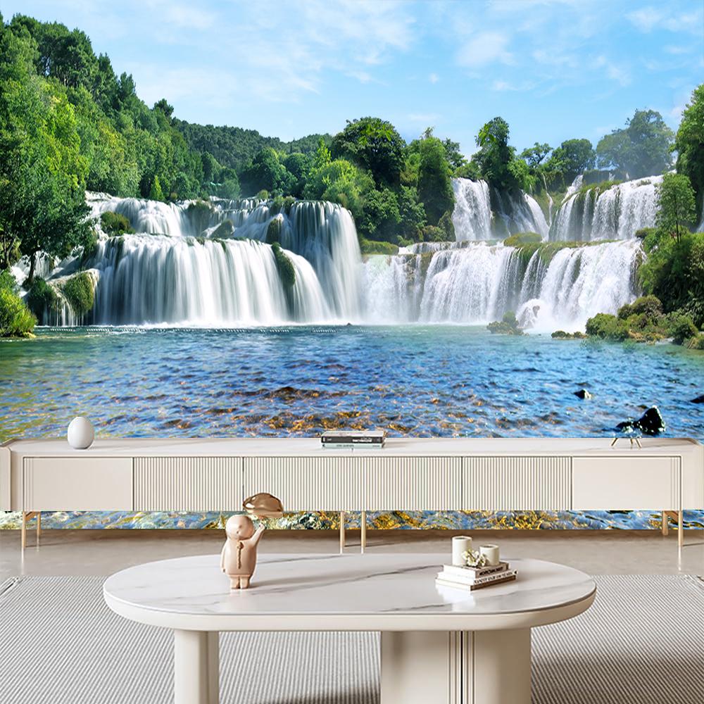 Wasserfall Wandbild Fließendes Wasser Große Tapete Modernes 3D Landschaftsmural Wohnzimmer Hintergrund Dekor Tapete