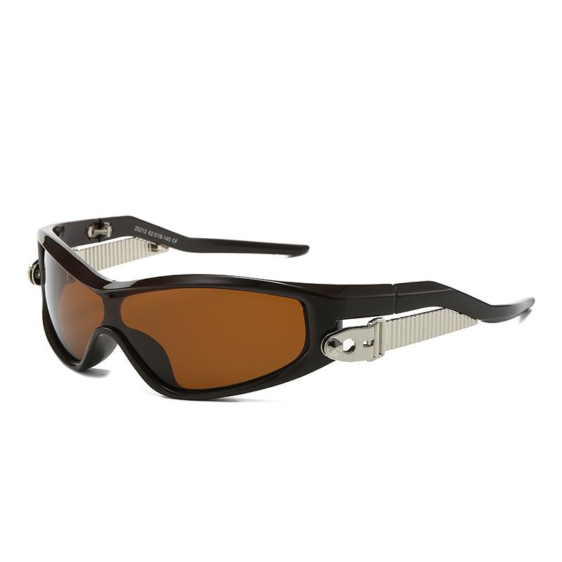 Punk Style Rectangular One-Piece Women Sunglasses  Luxury Brand Steampunk Men Retro Premium Uv400