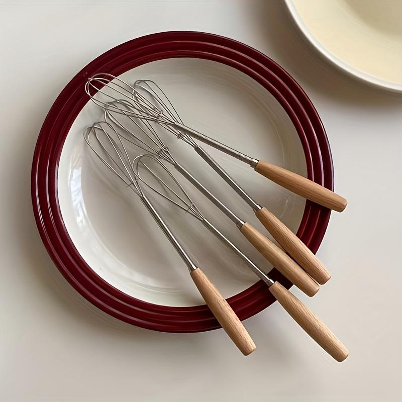 1/3 Pezzi Mini Frusta con Manico in Legno, Sbattiuova in Acciaio Inossidabile per Mescolare Uova, Latte, Succo