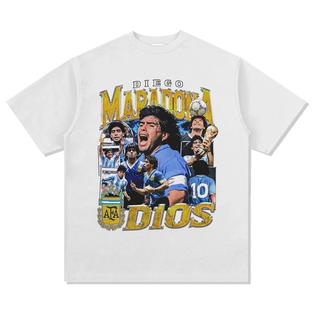 Diego Maradona Cotton Men's Football Tshirt Argentina Jersey 1986 Champion Commemorative Shirt Summer Unisex Short Sleeve Shirt