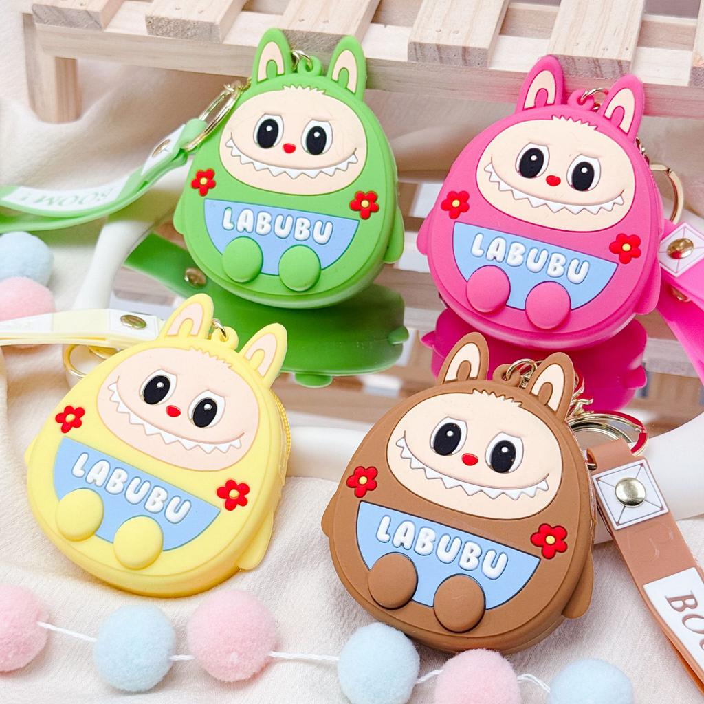 Labubu Keychain Toy Bag, Silicone Doll, Cute Cartoon Coin Purse