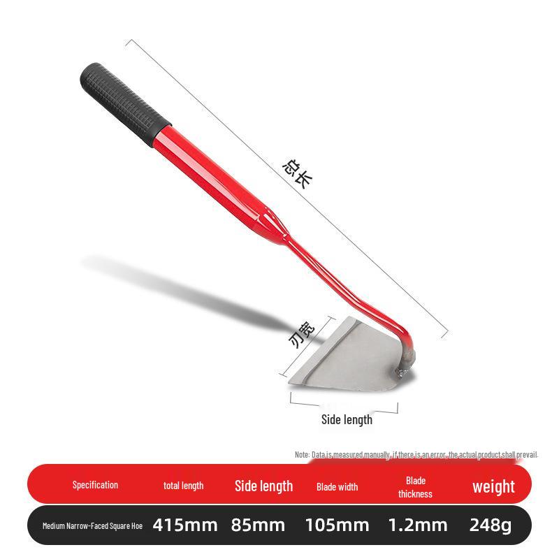 Mångsidig trädgårdshacka för jordbearbetning, rotrensning, ogräsbekämpning och hushållsgrönsaksodling.