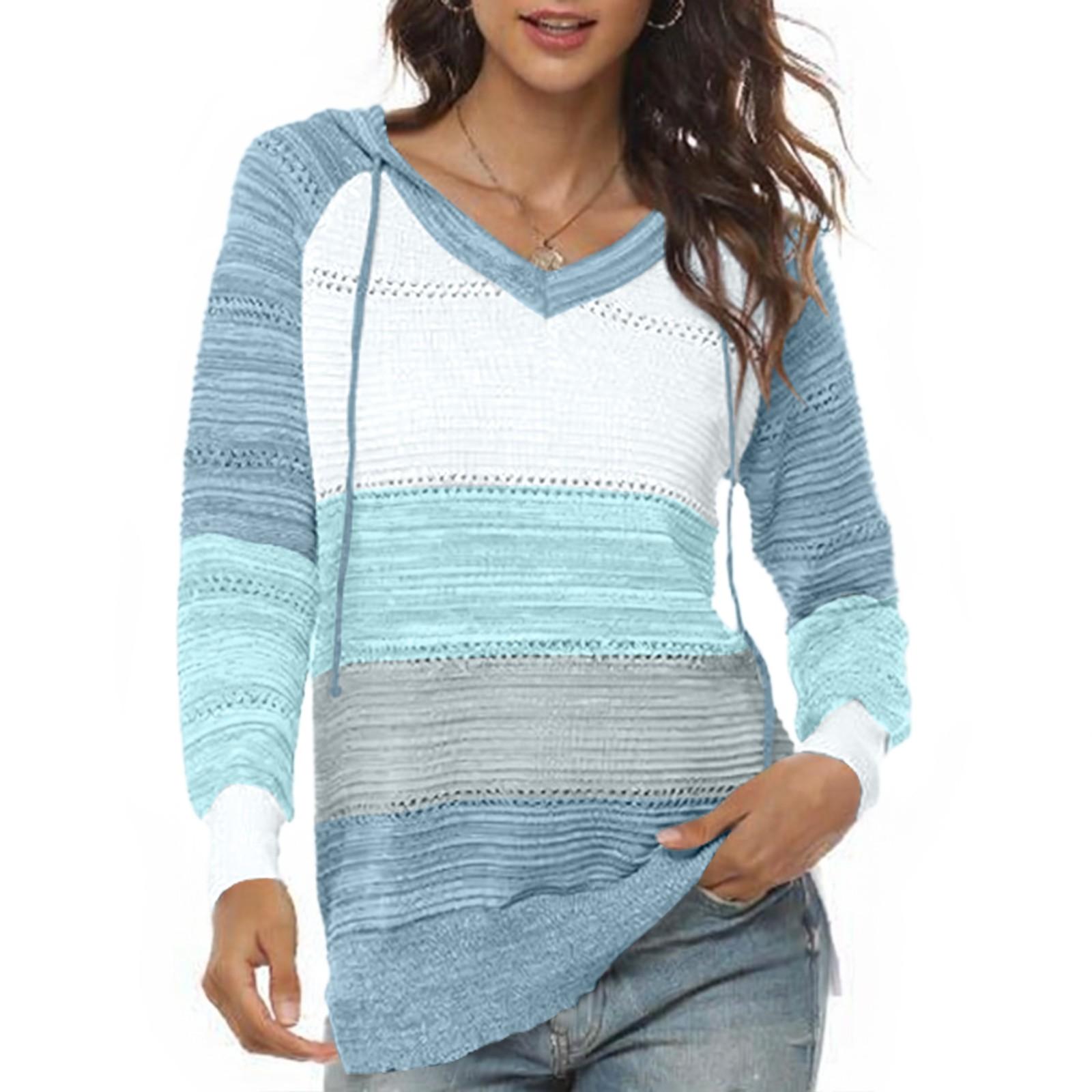 

Женский вязаный пуловер с V-образным вырезом на молнии и длинными рукавами XL синий