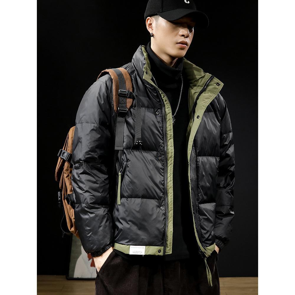 Northeast Men's Stand Collar Thick Cotton Jacket - Autumn/Winter Casual Korean Style Color Block Outerwear.
