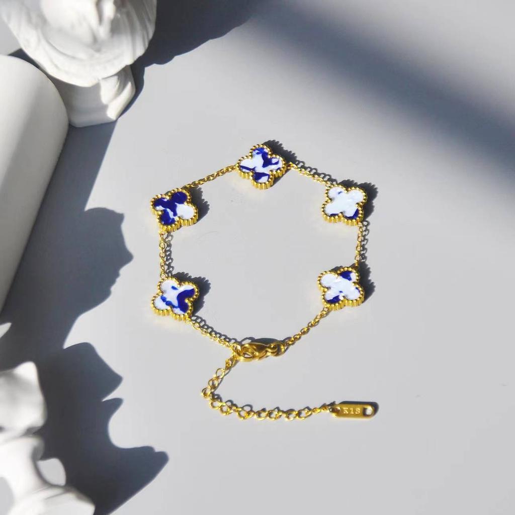 New Four Leaf Lucky Color Bracelet Color Blocked Series Fashion Bracelet Beimu Five Flower Bracelet