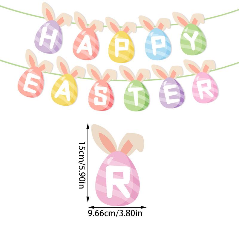 Happy Easter Banner Colorful Bunny Easter Eggs Carrot Banner Garland Signs Spring Themed Easter Day Decorations for Home