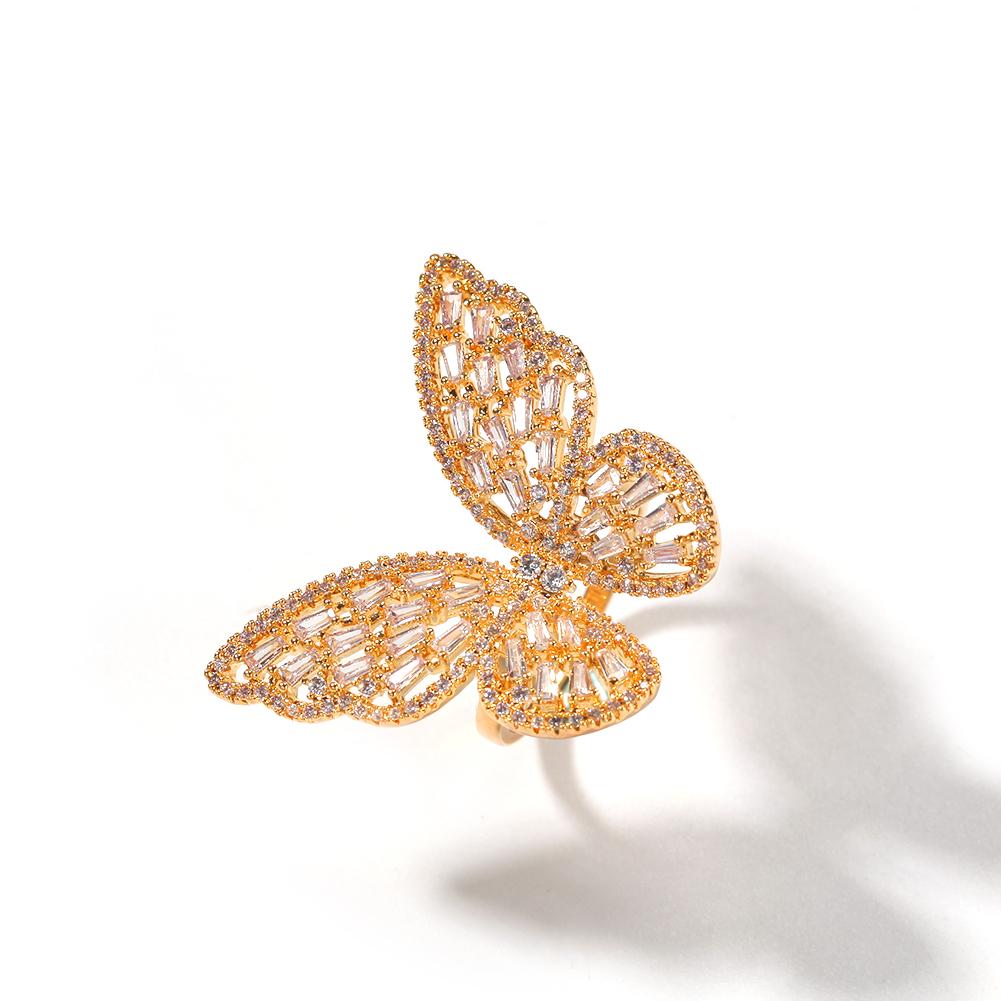 THE BLING KING Hiphop Butterfly Resizable Rings For Men Women Band Ring Fashion Bling Bling CZ Paved Jewelry Drop Shipping