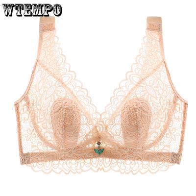 Full Cup Plus Size Bra Women's Slim Gathered Bra Sexy Lace Bra Push Up Bra