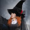 Nuovo Cappello da Strega Barocco di Halloween Regina Goth Rete Fiori Artificiali Accessori Vestito Cappello da Strega Natale