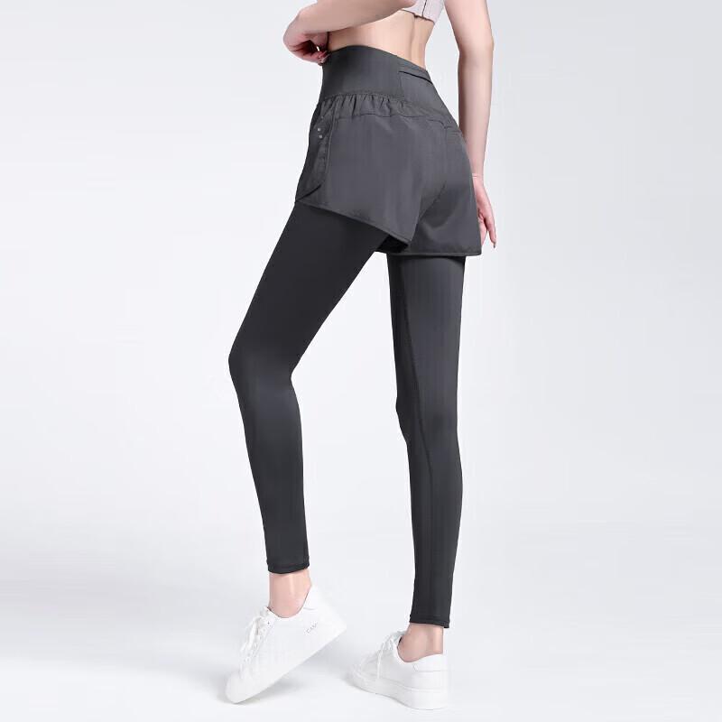 Camel Leggings da Corsa a Vita Alta Look Due Pezzi da Donna