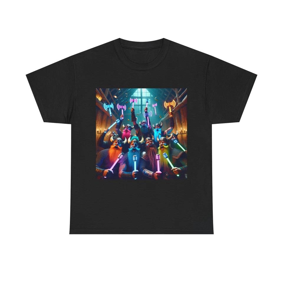 Unisex Adult T Shirt Neon Viking Berserker Karaoke S