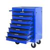 Mobile metal tool cabinet with 7 drawers, 508 mm (20 inch) and ball-bearing drawer slides, organizing steel tool box – black-blue